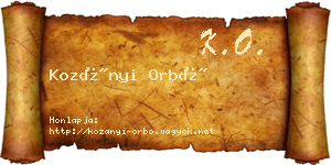 Kozányi Orbó névjegykártya
