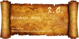 Kozányi Orbó névjegykártya